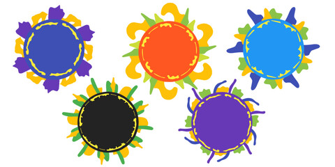 Set of Circle Lower Third with Floral Decoration for Video