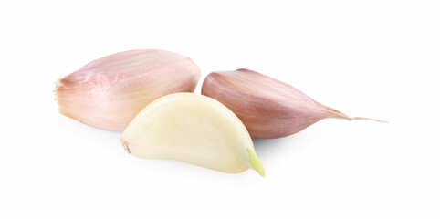 Cloves of fresh garlic isolated on white