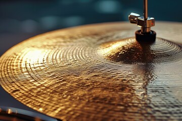 Obraz premium Close up of drum cymbal s hi hat surface