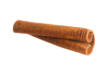 One aromatic cinnamon stick isolated on white