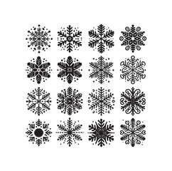 set minimal Snowflakes vector snow vector icon silhouette vector illustration
