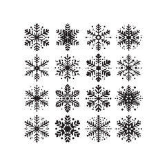 set minimal Snowflakes vector snow vector icon silhouette vector illustration