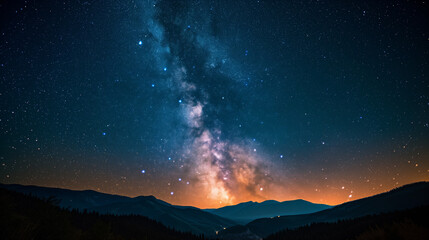 A stunning image of the sky on a starry night, decorated with thousands of sparkling stars and...