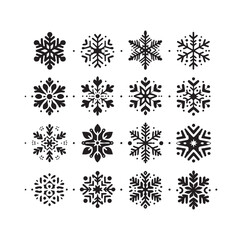 set minimal Snowflakes vector snow vector icon silhouette vector illustration