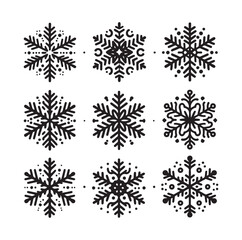 set minimal Snowflakes vector snow vector icon silhouette vector illustration