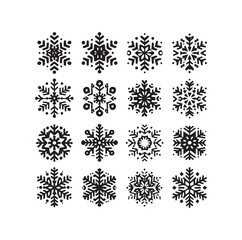 set minimal Snowflakes vector snow vector icon silhouette vector illustration