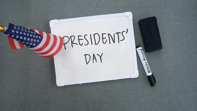 Happy president's day written on a white board. Background Video. Greeting 4K video.