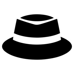 minimal Retro Hat icon, clipart, symbol, black color silhouette