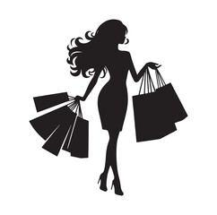 Shopping girl vector silhouette vector illustration