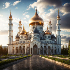 Mosque with golden domes
