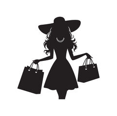 Shopping girl vector silhouette vector illustration