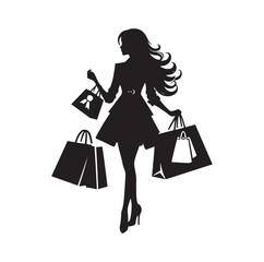 Shopping Girl silhouette vector illustration