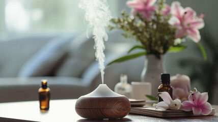 fragrant air humidifier and a tranquil spa room