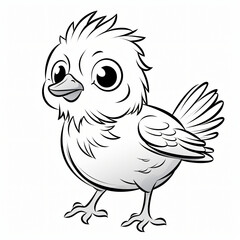 Coloring pages or books for kids: cute bird cartoon.