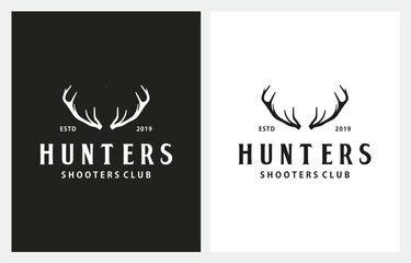Hunter Deer Head Silhouette minimalist logo design icon vector inspiration