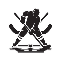 ice hockey player silhouettes icon logo vector illustration