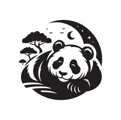Panda vector illustration design silhouette style