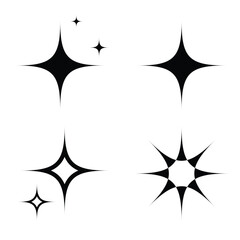Star icons. Twinkling stars. Sparkles, shining burst.