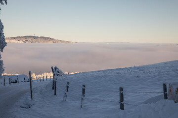 View from above clouds in Switzerland