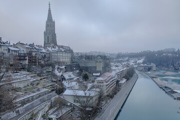 Aare River in Bern, Switzerland with Bern in Background
