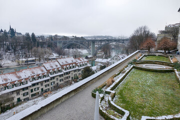 Aerial view of AAre river Bern Switzerland
