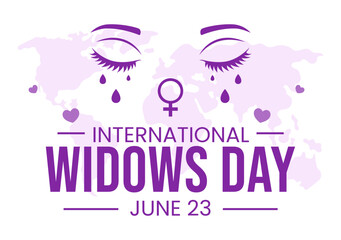 International Widows Day Vector Illustration on 23 June with Woman Mourns and Injustice Faced by Widow in Flat Cartoon Background Design