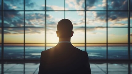 Close-up, Back View of the businessman standing post