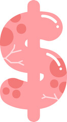 Cute Pink Cracked Style Numbers and Symbols