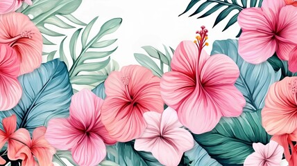 realistic flowers nature background foliage style