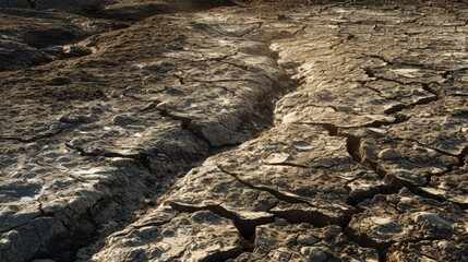 Dry cracked soil surface from hot sun Global Warming