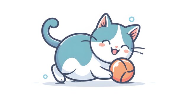 Cute cat playing with ball cartoon vector icon illustration. animal drink icon concept isolated on white background --ar 16:9 --v 6