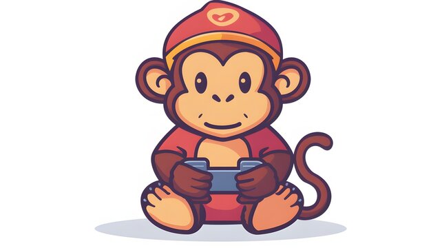 Cute monkey holding love heart cartoon vector icon illustration animal nature icon concept isolated on white background --ar 16:9 --v 6