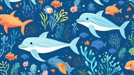 Cercles muraux Vie marine water ocean animals pattern background design