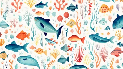 Papier Peint photo Vie marine water ocean animals pattern background design