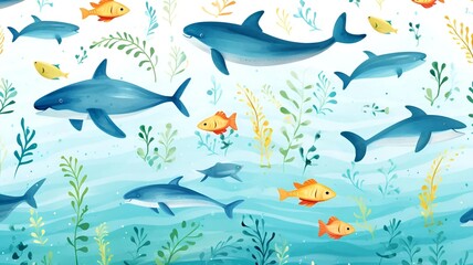 Obraz na płótnie Canvas water ocean animals pattern background design