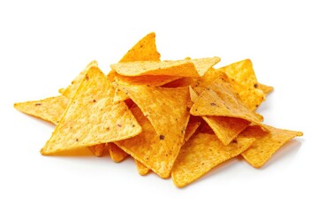 Isolated corn tortilla chips from Mexico on a white background