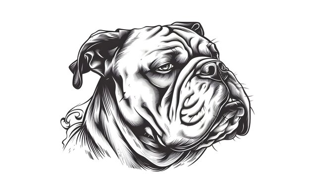 Head ferocious bulldog vector on white background Pet. --ar 16:9 --v 6