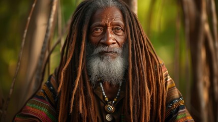Jamaican Wisdom: Elderly Individual with Dreadlocks  