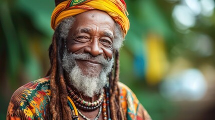 Jamaican Wisdom: Elderly Individual with Dreadlocks  