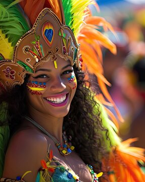 Brazilian wearing Samba Costume. Beautiful Brazilian woman wearing
