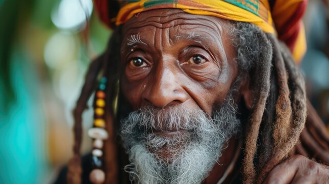 Jamaican Wisdom: Elderly Individual with Dreadlocks

