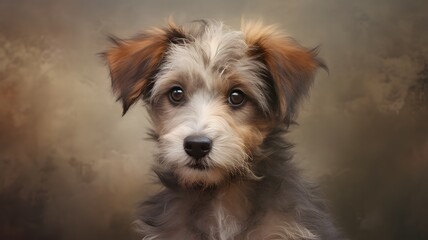 Portrait of an adorbale mixed breed puppy --ar 16:9