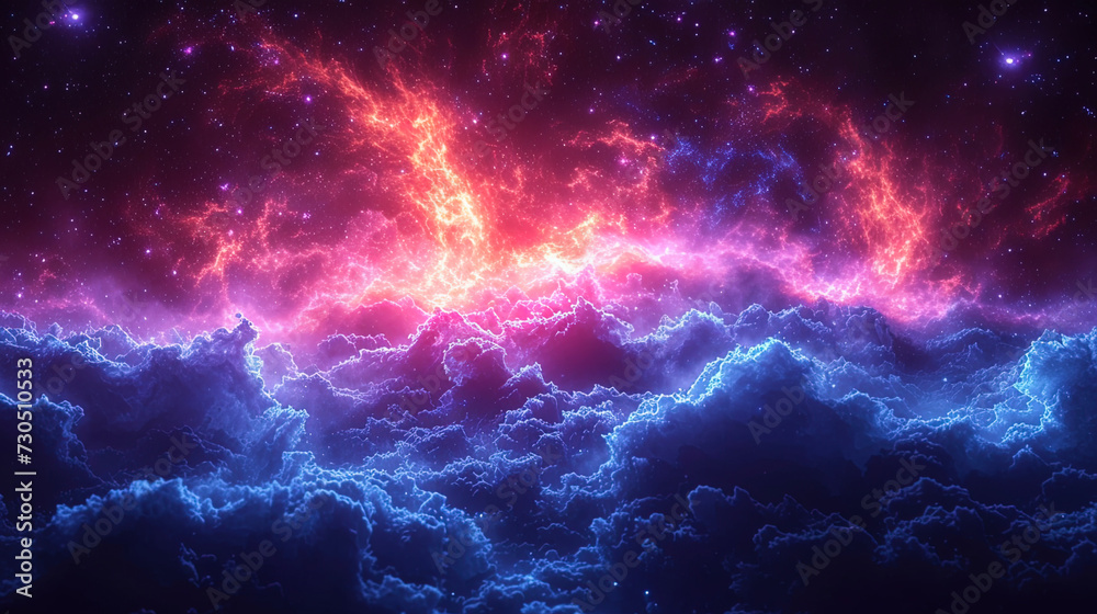 Wall mural impeccable transitions between dark blue and magic purple in the form of space