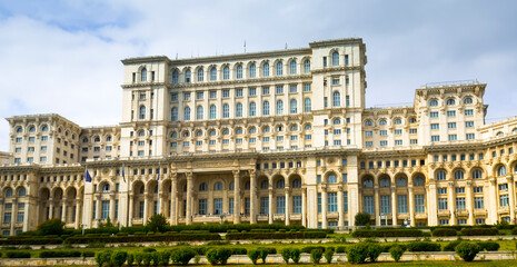 Fototapeta na wymiar Palace of the Parliament in Romanian capital Bucharest