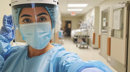 Behind the Scenes: Nurse Captures a Selfie at the Hospital

 - obrazy, fototapety, plakaty