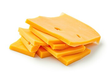 Cheese slices on white background emmental cheddar gouda