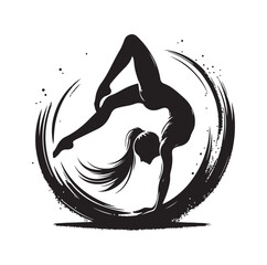 Gymnastics female silhouette vector illustration set 