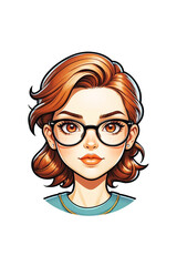 girl glasses cartoon head isolated illustration