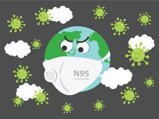 Earth feeling worry because virus all over the world. Viruses floating around the global.