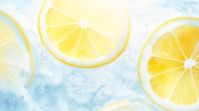 水に浮かべたレモンスライスのイメージイラスト背景